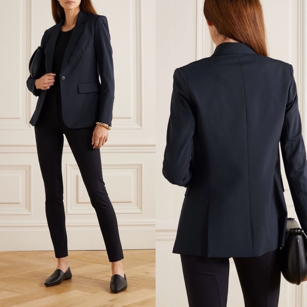 Veronica Beard Classic Crepe Single Button Blazer‎ in Midnight Blue Sz 0